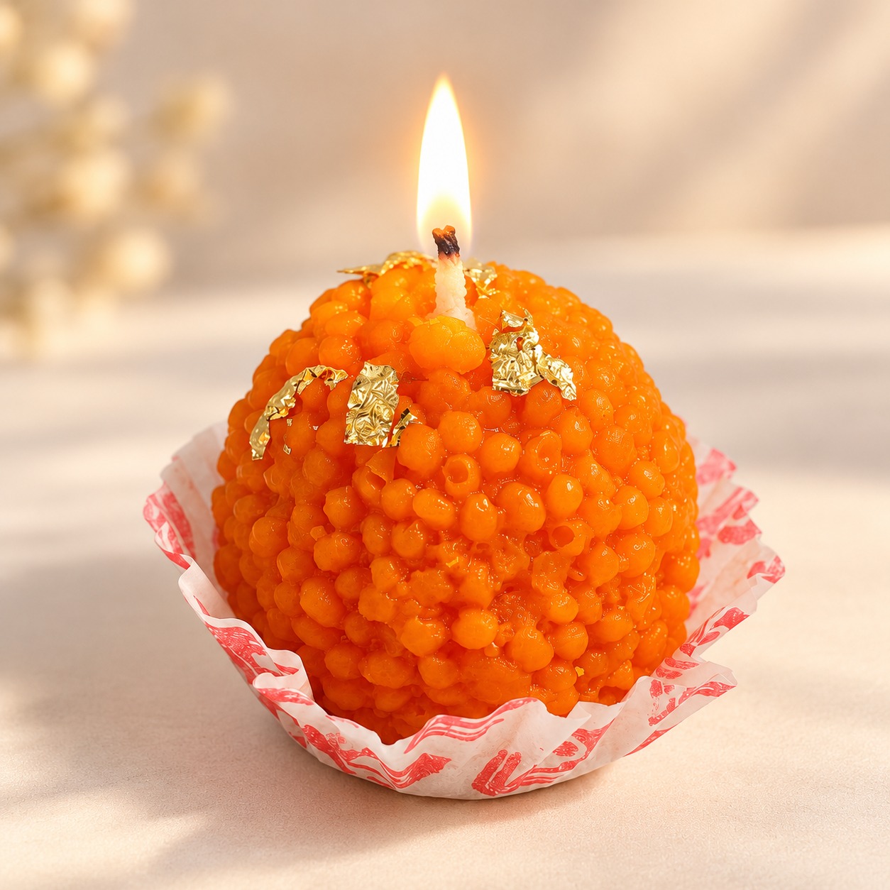 Orange Motichoor Ladoo Candle